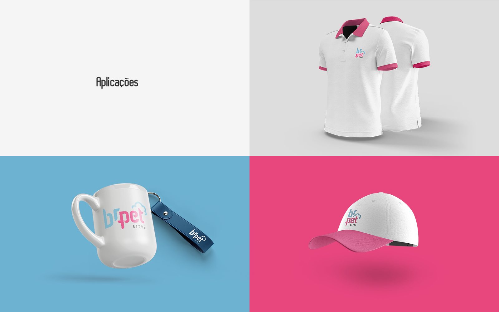 BR Pet Store — Aplicações em caneca, boné e camisa polo